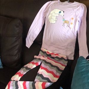 Lavender top with multi color bottom set